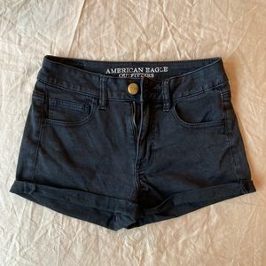 American Eagle Hi-Rise Shortie Black Jean Shorts
